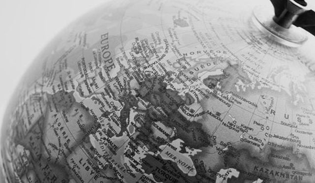Europe on a globe